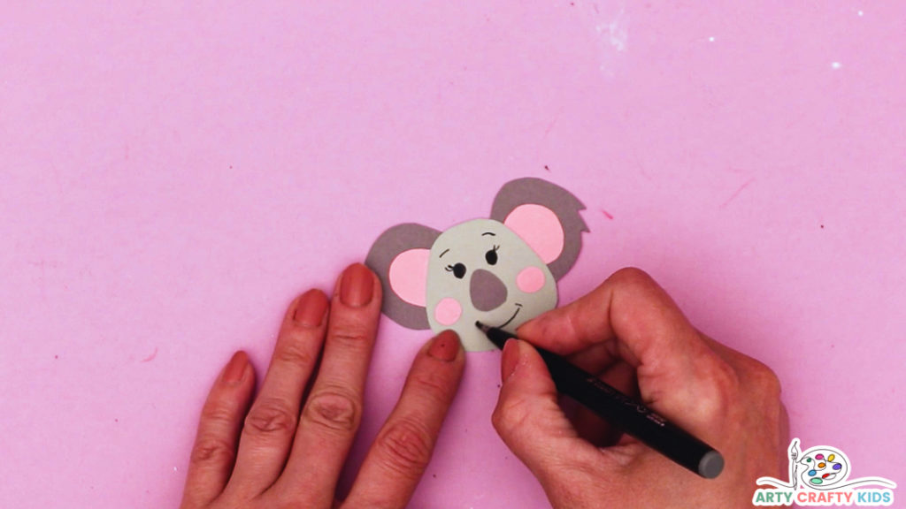 Draw the Koala's Eyes and a Big Friendly Smile
