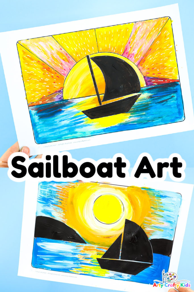 Are you looking for a fun and easy art project for the kids this Summer? Complete with sailboat silhouettes and seascape templates, this sailboat silhouette art project is sure to be a hit with the kids!