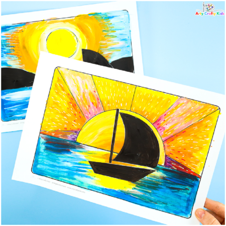 sailboat sunset drawing