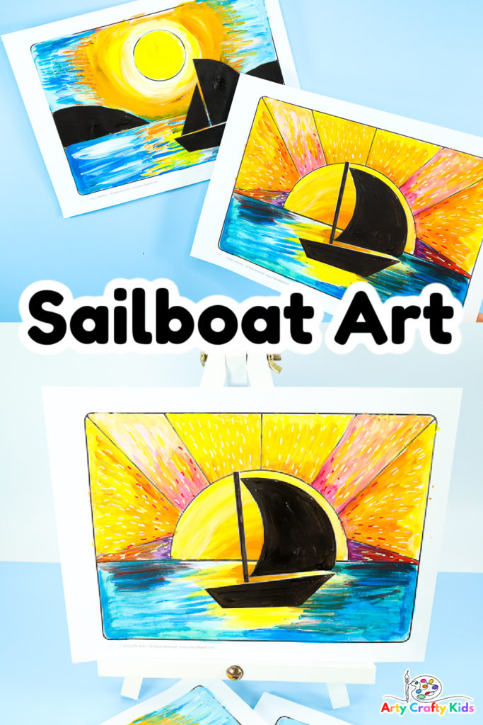 Are you looking for a fun and easy art project for the kids this Summer? Complete with sailboat silhouettes and seascape templates, this sailboat silhouette art project is sure to be a hit with the kids!