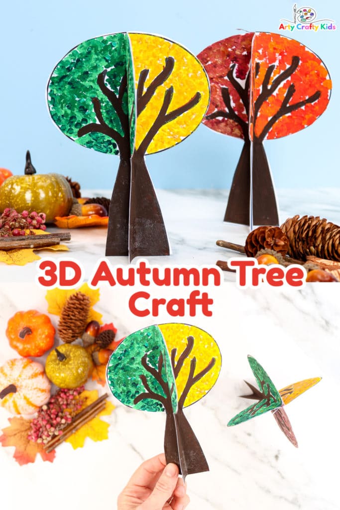 Create a gorgeous 3D Paper Autumn Tree Craft with changing Fall Leaves to help teach children all about the color change that occurs in Autumn.