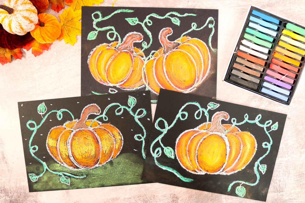 Learn how to draw a pumpkin with chalk pastels in just a few easy to follow steps! 

Drawing pumpkins is not as difficult as it seems. Our step-by-step tutorial will not only demonstrate one of the easiest ways to draw a realistic pumpkin but will go one step further to show Arty Crafty Kids how to transform their drawings into gorgeous Autumn art!
