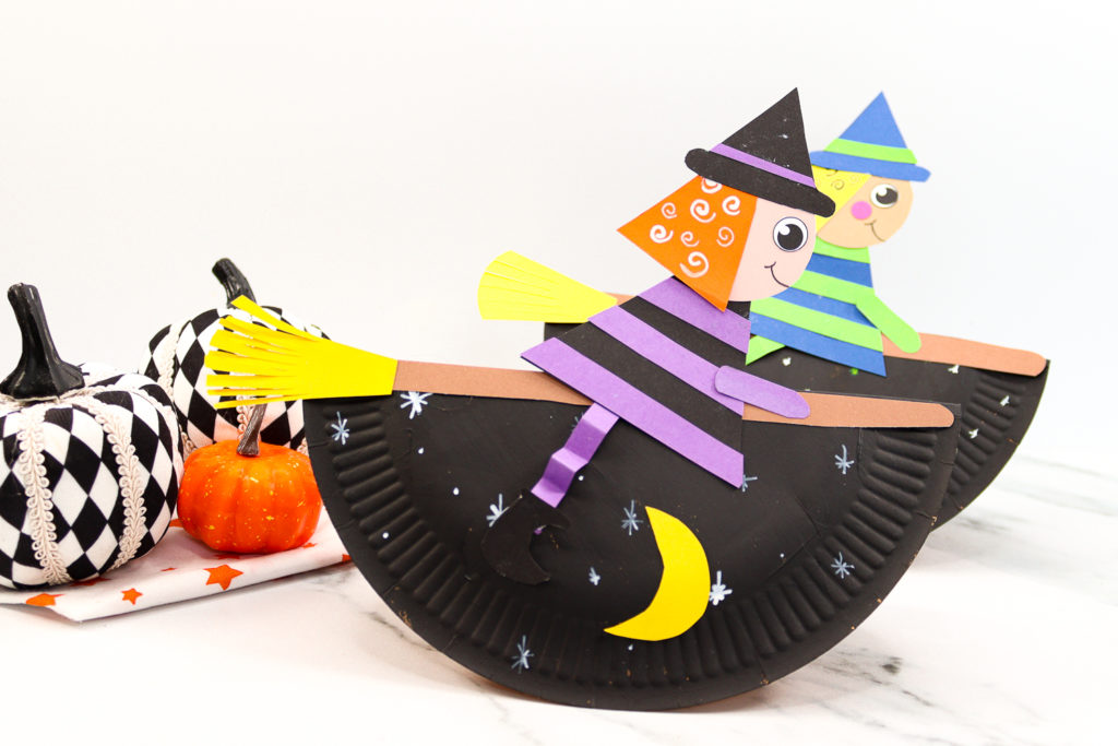 Halloween is fast approaching, which means it's time to start thinking about some fun Halloween activities for kids. This rocking paper plate witch craft is a great project to get them in the spirit of the coming season and is easy enough that they'll be able to do it all on their own.