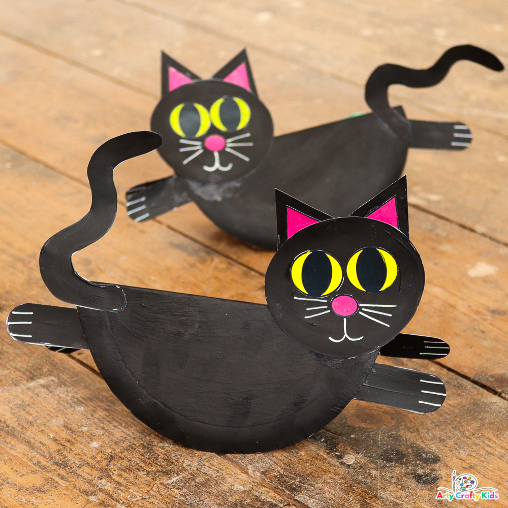 How to Make a Paper Bobble Head Black Cat Craft