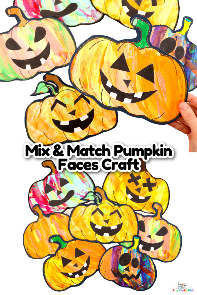 This super easy pumpkin craft is the perfect activity for celebrating Halloween with your Arty Crafty Kids this Autumn! with a selection of Jack-O-Lantern faces to choose from, kids' will have a blast designing fun, colorful and cute not-spooky pumpkins!