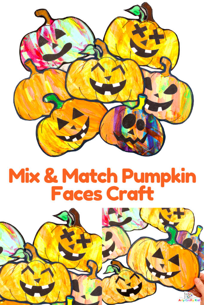 This super easy pumpkin craft is the perfect activity for celebrating Halloween with your Arty Crafty Kids this Autumn! with a selection of Jack-O-Lantern faces to choose from, kids' will have a blast designing fun, colorful and cute not-spooky pumpkins!