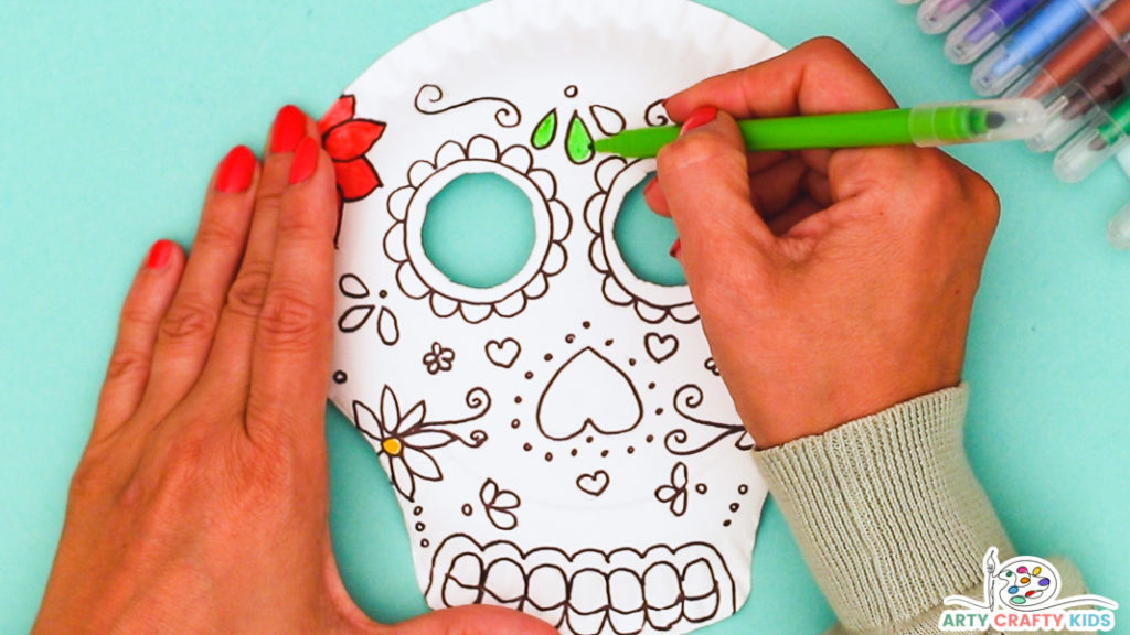 Step 6: Color in the Sugar Skull Design