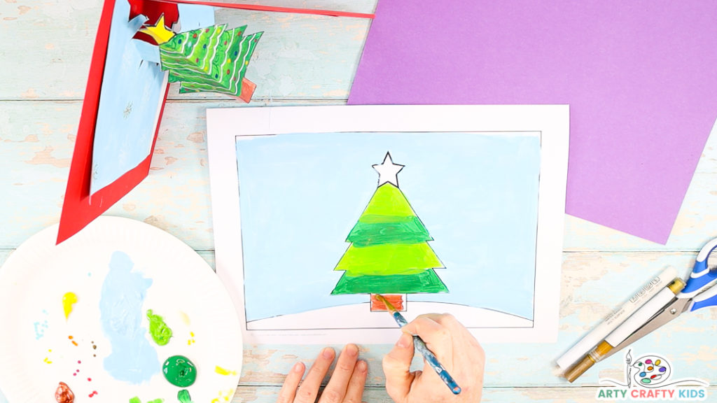 Step 1: Paint the Christmas Tree Template and Background