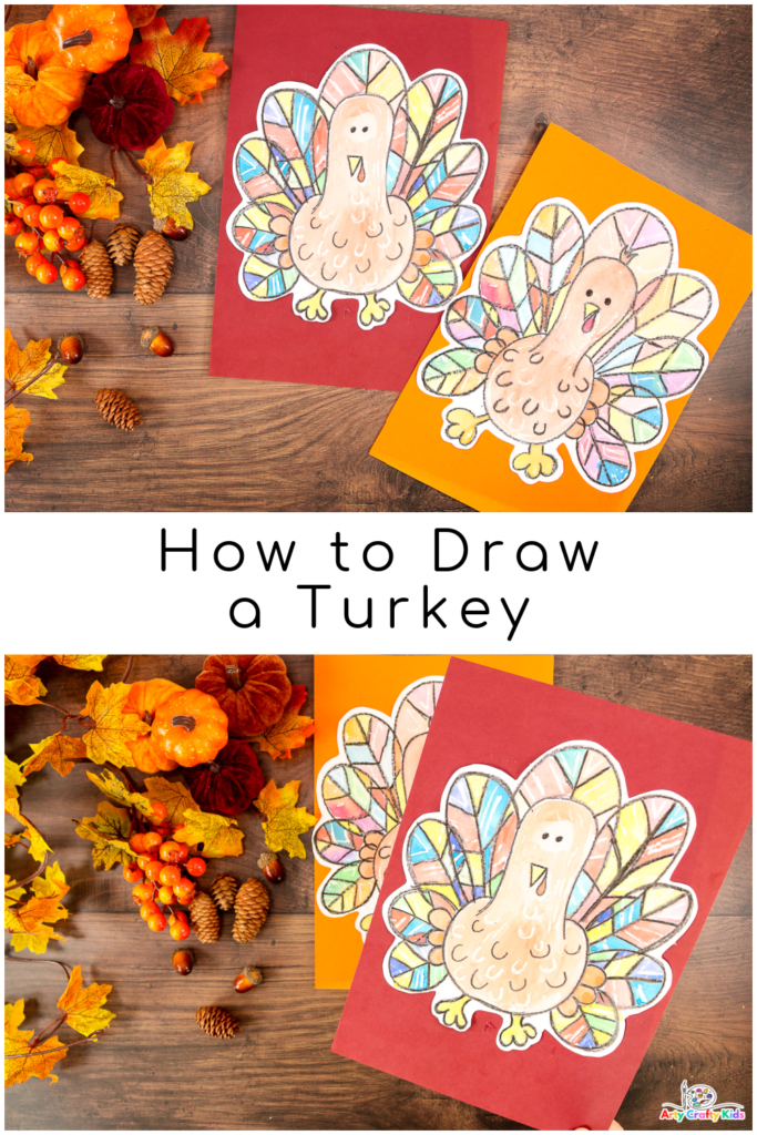 Learn how to draw a turkey with our easy to follow step-by-step tutorial! This is a lovely activity to enjoy with your children during the Thanksgiving festivities at home or within the classroom.

Our turkey is drawn with a series of simple rounded shapes, repeated over and over to establish a sense of flow within the drawing process.