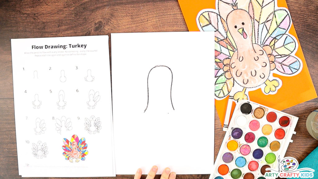 Step 1: Start with an Upside Down "U" Shape to Draw the Turkey's Head