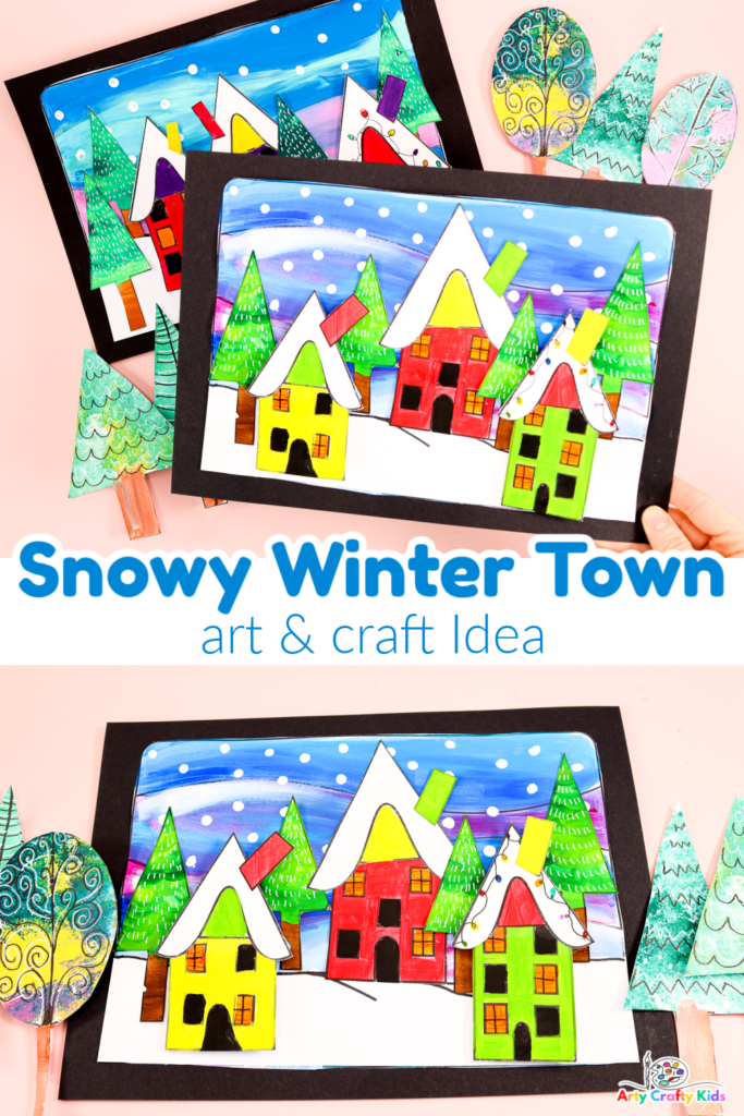 Get creative with the kids this Winter and have a go at making this Snowy Winter Wonderland art and craft idea! 

This is a fun and dynamic wintery project that encourages kids' to experiment with color, printing, doodling, cutting, sticking and 3D effects to create a gorgeous winter landscape.
