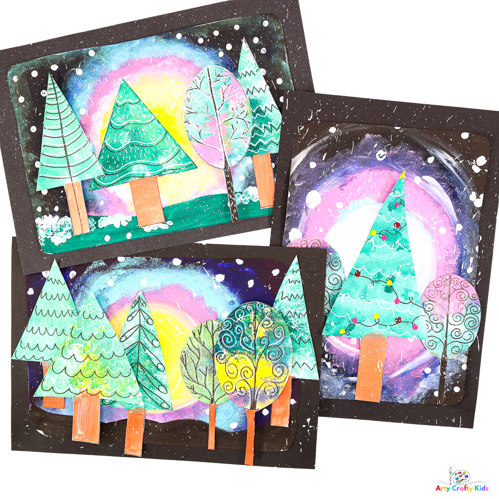 Fun and easy Winter Tree Art Project with sponge painting to try with your Arty Crafty Kids!