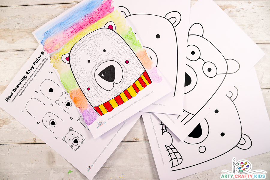 Our easy polar bear drawing tutorial is perfect for kids to follow; providing a step-by-step visual how to draw a polar bear guide, a video demo and various polar bear coloring pages and drawing prompts to accommodate every age and ability level!