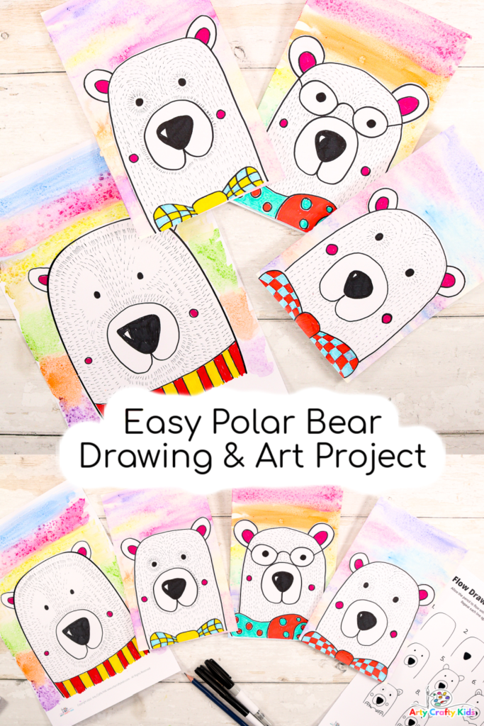 Our easy polar bear drawing tutorial is perfect for kids to follow; providing a step-by-step visual how to draw a polar bear guide, a video demo and various polar bear coloring pages and drawing prompts to accommodate every age and ability level!