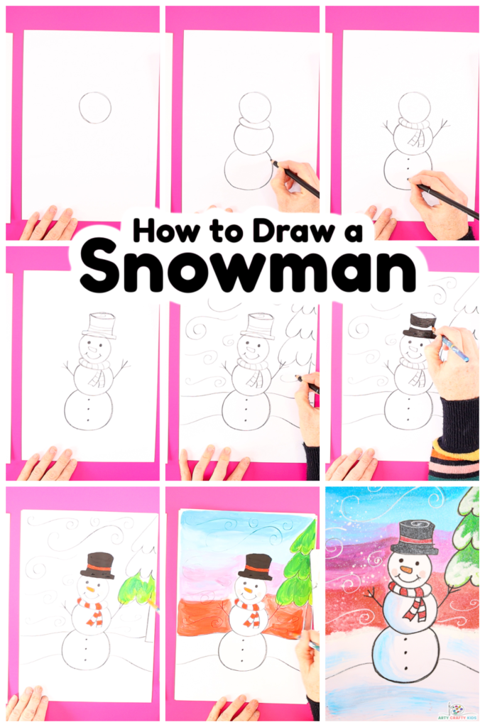 How to Draw a Snowman Easy Snowman Drawing 3