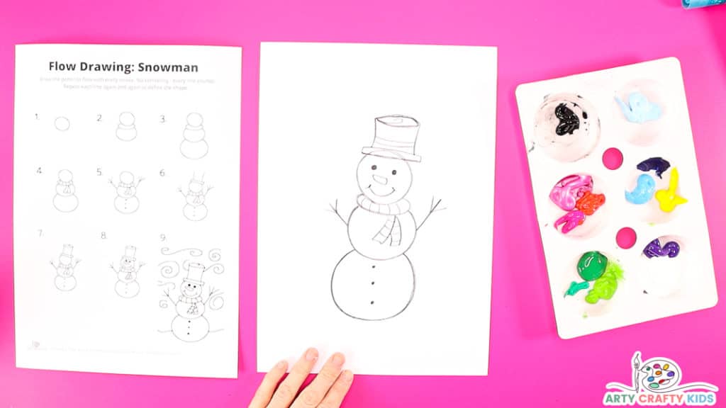 Step 6: Draw the Snowman's Face