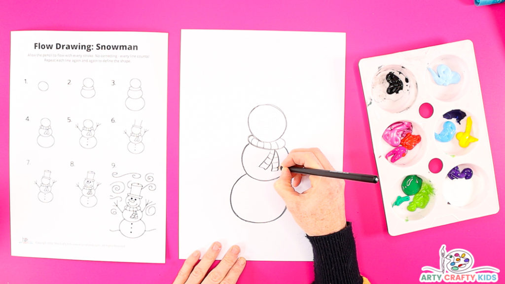 Step 4: Draw the snowman a scarf