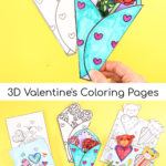 3D Valentine's Coloring Pages and Crafts
