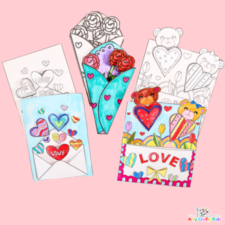 A collection of 3D Valentine Heart coloring pages.