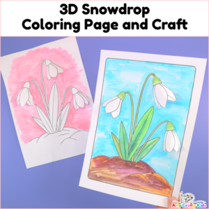 3D Snowdrop Coloring Page and Craft Template