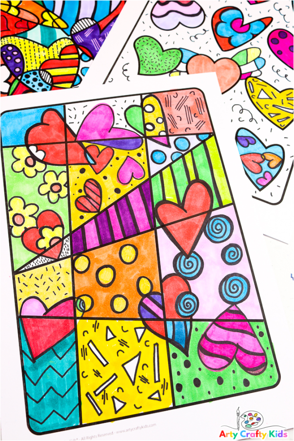 oin the Happiness Art Movement with our Romero Britto inspired Heart Art with printable Drawing Prompts! 

With a choice of 4 different heart art drawing prompts, children can have a go at creating their very own Romero Britto inspired art. 

This is a great art project for kids, which concentrates on pattern creation and high-contrast, energetic and playful colors to create joyful art.