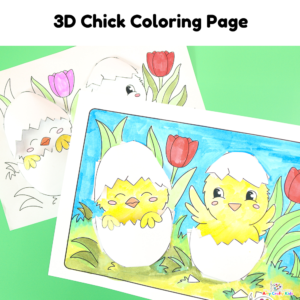3D Chick Coloring Page