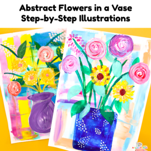 Abstract Flower in a Vase Step-by-Step Illustrations