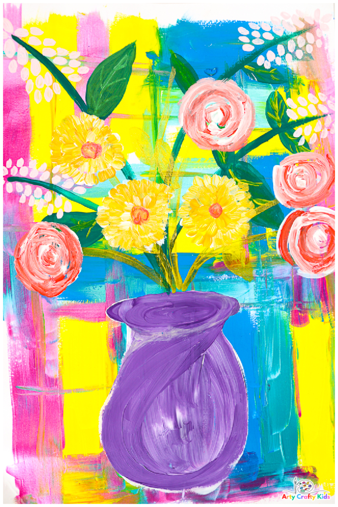 Easy Flowers In A Vase Painting Idea