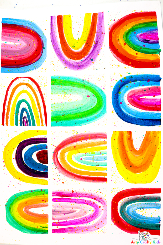 Fun and Easy Rainbow Painting Idea for Kids! Experiment with paint and color theory to create beautiful rainbow art - a project for kids of all ages and ability!