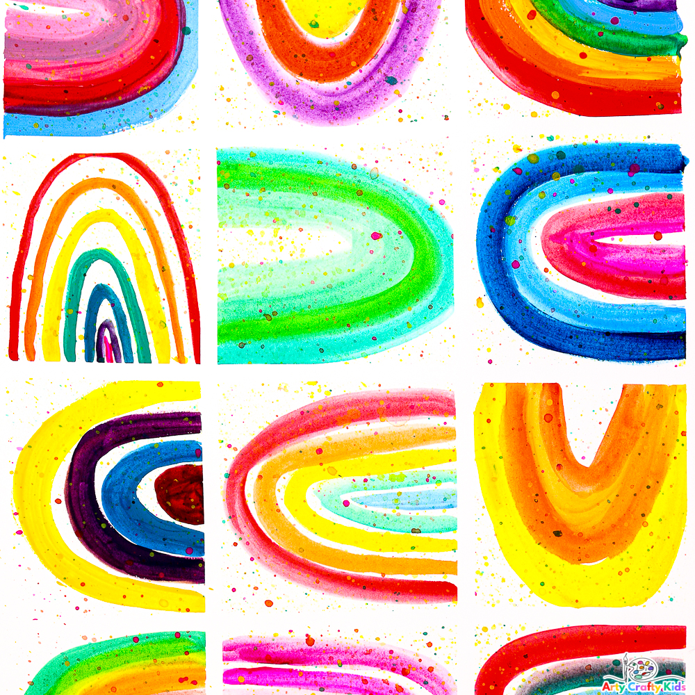 Fun and Easy Rainbow Painting Idea for Kids! Experiment with paint and color theory to create beautiful rainbow art - a project for kids of all ages and ability!