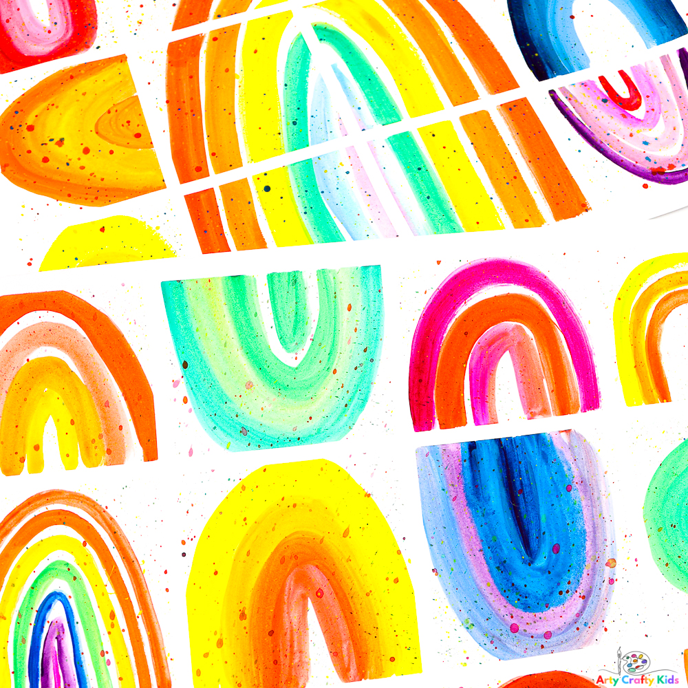 Fun and Easy Rainbow Painting Idea for Kids! Experiment with paint and color theory to create beautiful rainbow art - a project for kids of all ages and ability!