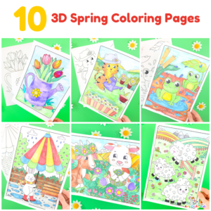 3D Spring Coloring Pages