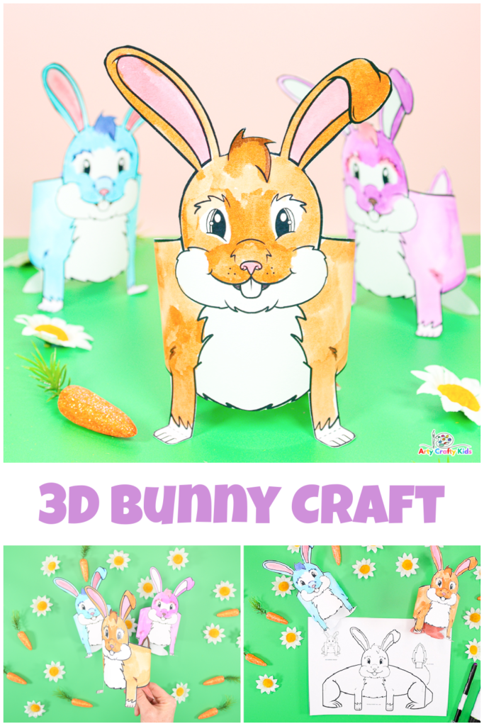 Easy to make 3D Printable Bunny Craft for Kids - A lovely paper Easter craft that will inspire creativity and play. Complete with a printable bunny template for children to color!