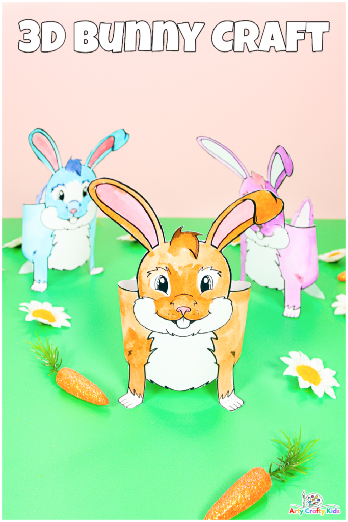 Easy to make 3D Printable Bunny Craft for Kids - A lovely paper Easter craft that will inspire creativity and play. Complete with a printable bunny template for children to color!