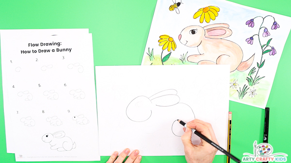 Step 3: Draw the Bunny Rabbit's Back and Back Leg