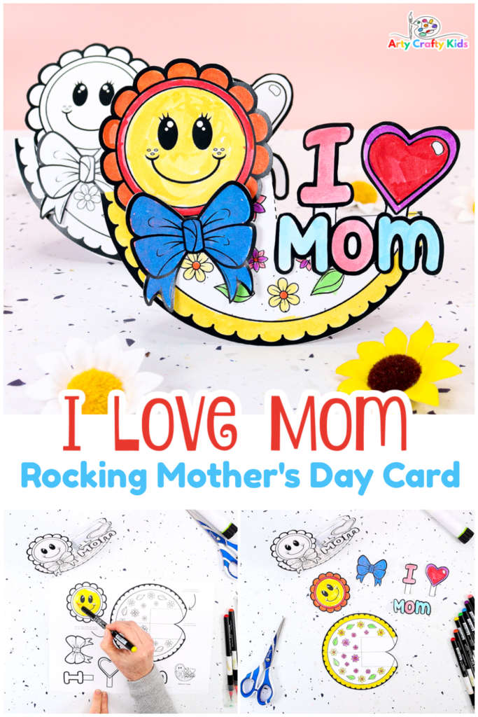 Show all mother's some love with our Rocking "I Love Mom" Printable Mother's Day Card, featuring a big smiley flower, I Love Mom lettering and a cool rocking motion for fun.