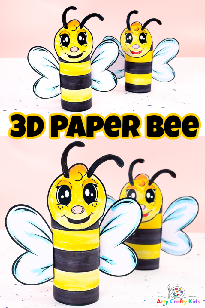 This 3D Paper Bee Craft for kids, including preschoolers can be made in just 6 simple starts. Download the bee template to get started!