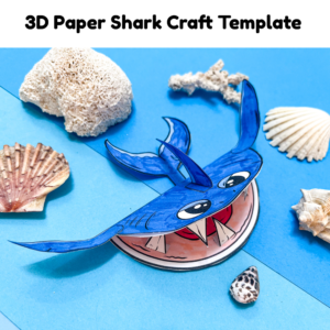 3D Paper Shark Craft Template