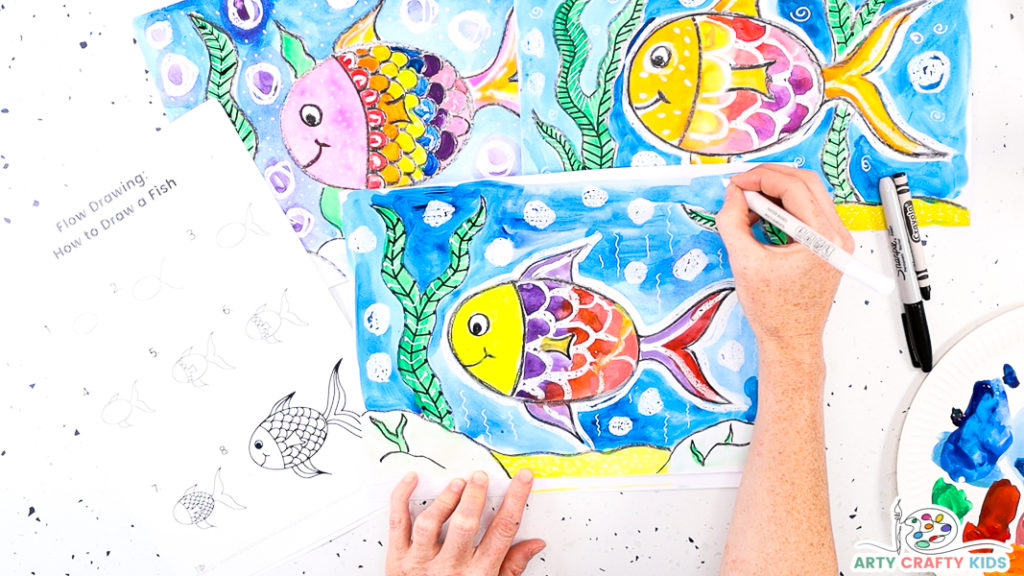 Easy Fish Drawing- Step by Step Printable - Crafty Morning