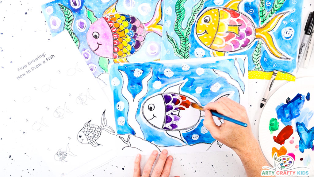 How to Draw a Fish  Easy Summer Art Idea - Arty Crafty Kids