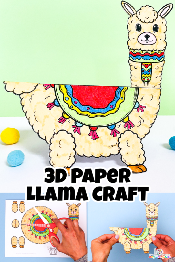 Our 3D Paper Llama craft is the perfect blend of coloring and crafting, making it an ideal activity for crafty time with children of all ages, even preschoolers!
