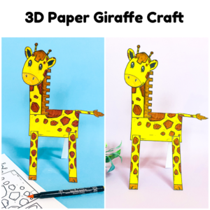 3D Giraffe Craft Template
