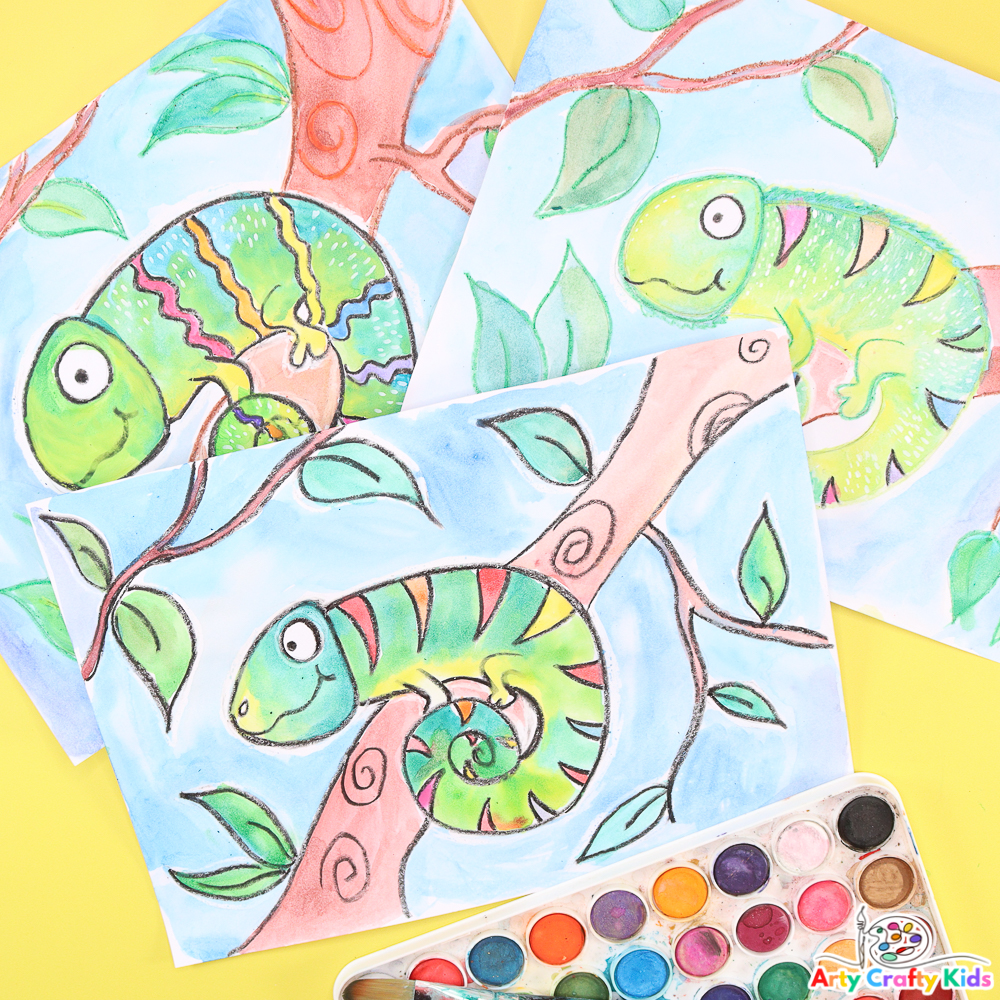 How to Draw a Chameleon  Easy Step-by-Step & Templates - Arty Crafty Kids