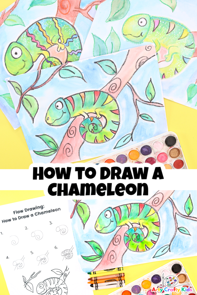 Follow our step-by-step tutorial and learn how to draw a chameleon. Completes with printable templates, outlines and colorings. This how to draw tutorial is for kids of all ages and beginners!