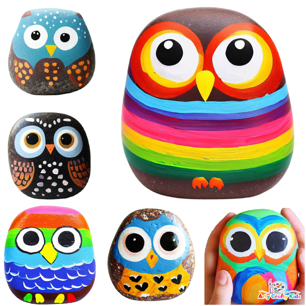 Owl Painted Rocks (Super Easy Rock Owl Paintings!) - Arty Crafty Kids