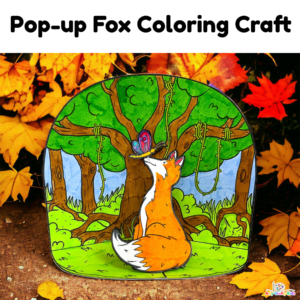 Pop-Up Fox Coloring Craft Template