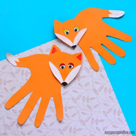 Handprint Fox Craft featured in Fantastically Easy Fox Crafts for Kids