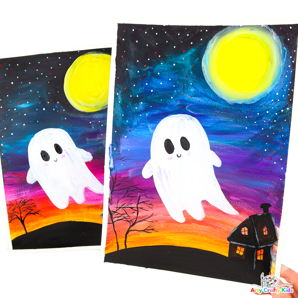 How to Draw a Ghost  Step-by-Step Painting Tutorial - Arty Crafty Kids