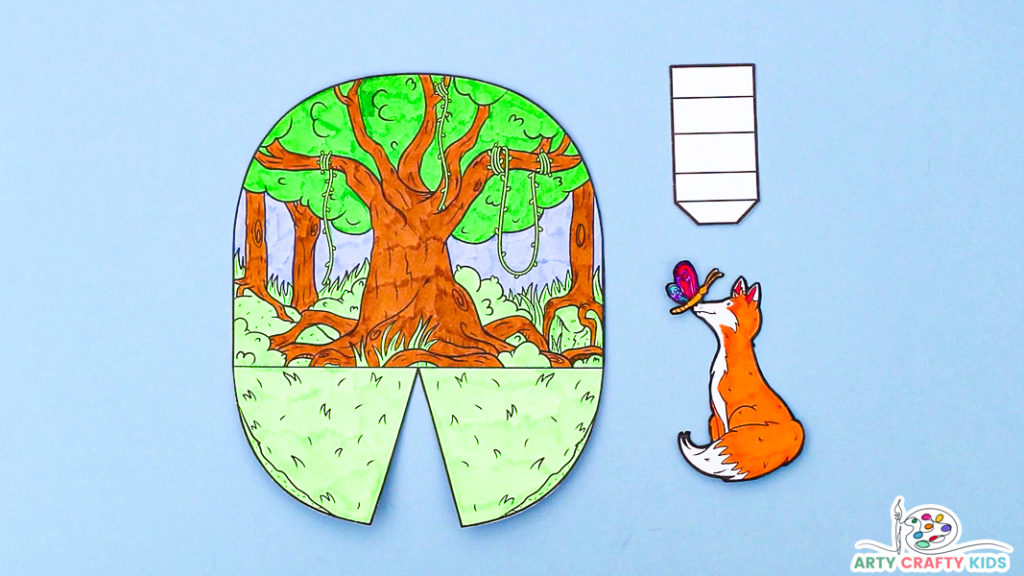 Image featuring the cut out elements of the fox coloring page.