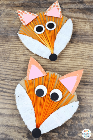 Yarn Wrapped Fox Craft for Kids